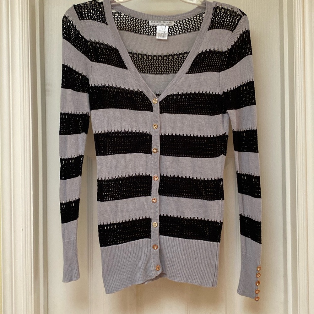 Alberto Makali Black & Gray button down cardigan size Small.